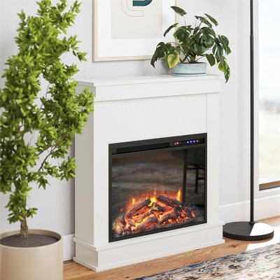 Ameriwood Home Mateo Electric Fireplace Space Heater with Mantel, White