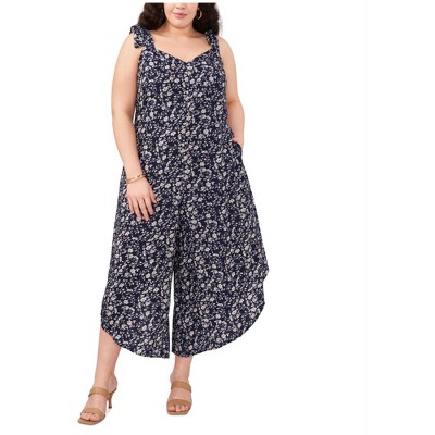 Vince Camuto Womens Angled Hem Floral Jumpsuit