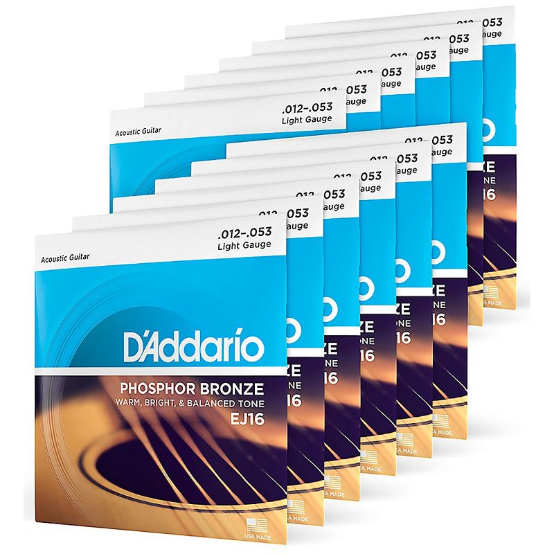 D'Addario EJ16-12P Phosphor Bronze Light Acoustic Guitar Strings 12-Pack, 1 of 7