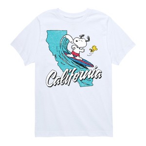 Boys' - Peanuts - California Surfing Snoopy And Woodstock Short Sleeve Graphic T-Shirt - 1 of 4