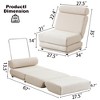 LIVAREEmlen Single Sofa Chair Foldable Single Sofa Bed with Pillow,Leisure Sofa Chair,Made of Breathable and Wearable Linen Cream White - 2 of 4