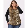 Agnes Orinda Women's Plus Size Floral Animal Print Stripe Raglan Long Sleeve Blouses - 2 of 4
