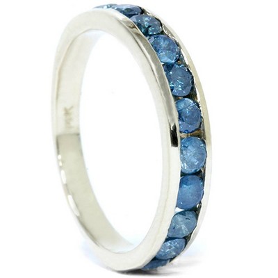 Pompeii3 1ct Blue Diamond Channel Set Ring 14K Yellow Gold