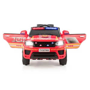 Costway Kids 12V Electric Ride On Car Police Car with Remote Control  BlackWhite - 1 of 4