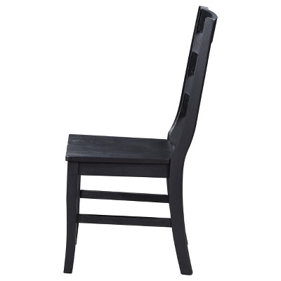 Black Tall Ladder Back Wood Dining Chairs, Set of 2