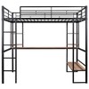 PAGED Full Size Loft Bed with Desk Modern Simple Metal Bed Frame with Storage Shelves, Guardrails and Ladder for Bedroom - 3 of 4