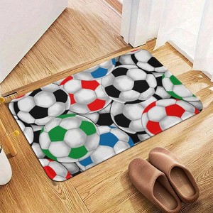 Football Soccer Bathroom Rugs Winter Bath Mat Absorbent Non Slip Bathroom Mat Christmas Soft Floor Carpet 16x20 Inches - 1 of 1