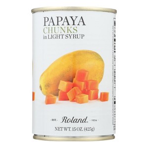 Roland Products - Papaya Chunks - In Light Syrup - Case of 12 - 15 oz - 1 of 3