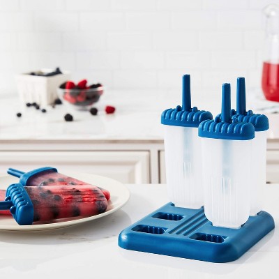 Blueberry Plastic Popsicle Molds with Drip-Guard Set