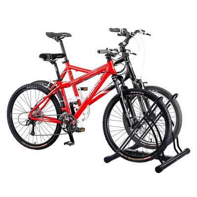 Black Steel Freestanding Dual Bike Stand for Two Bikes