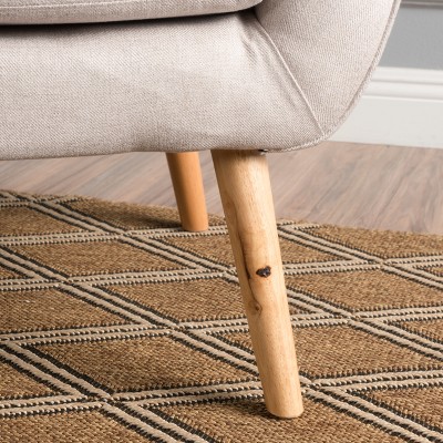 Temescal Wheat Polyester Mid-Century Club Chair with Natural Rubberwood Legs