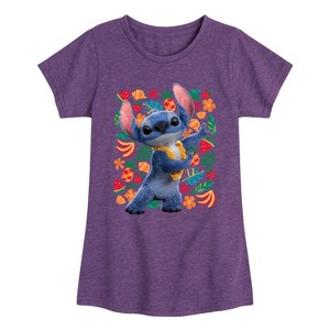 Girls' - Lilo And Stitch - Hula Dancing Fitted Short Sleeve Graphic T-Shirt - 1 of 3