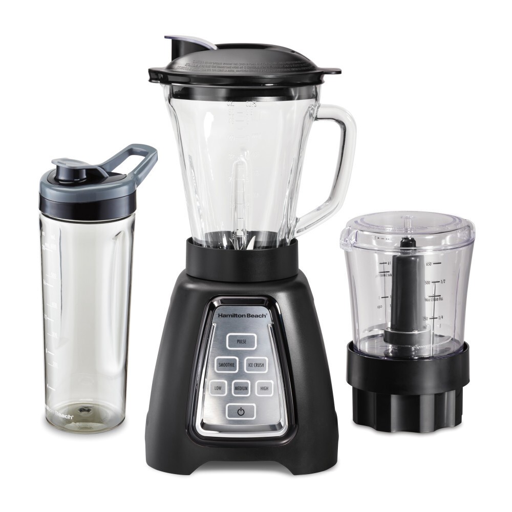 Hamilton Beach Multiblend System with Glass Jar Food Chopper Attachment and Travel Jar 950 Watt Peak