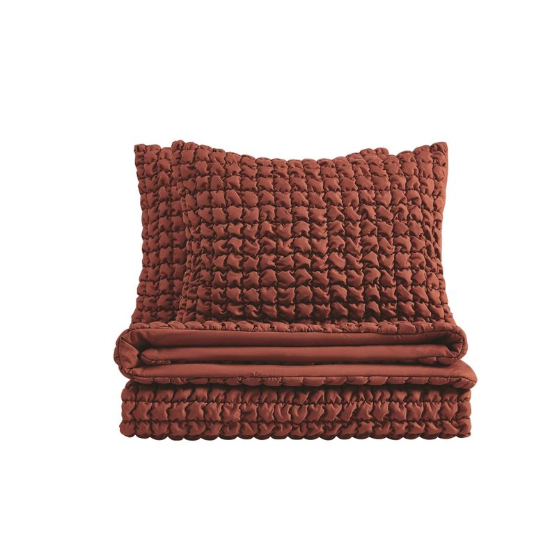 Christian Siriano 3pc Full/Queen NY Textured Puff Comforter Set Rust, 3 of 6