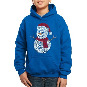 LA Pop Art Christmas Snowman - Boy's Word Art Hooded Sweatshirt - 1 of 4