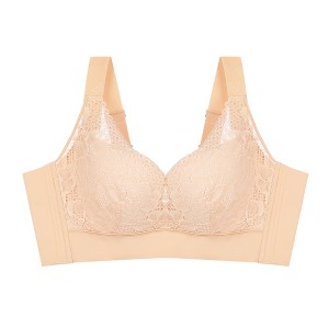 Agnes Orinda Women's No Underwire Full Coverage Comfort Wirefree Lace Bra - 1 of 4