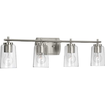 Adley Brushed Nickel 4-Light Bath Vanity with Clear Glass Shades