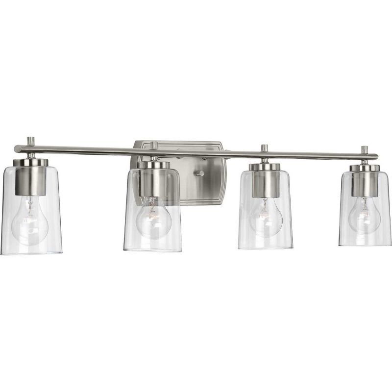 Progress Lighting Adley 4-Light Bath Vanity in Polished Nickel with Clear Glass Shades, 2 of 6