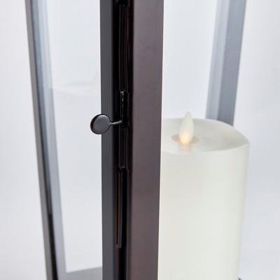 Black Metal and Glass Hanging Candle Lantern