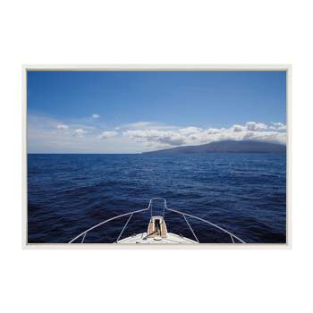 23" x 33" Sylvie Sailing Framed Canvas By Matthew Meyer White - DesignOvation, Nautical Seascape Art, Horizontal Layout