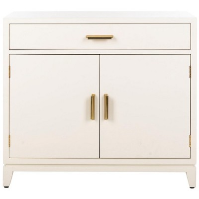 White and Brass Mid-Century 2-Door 1-Drawer Chest