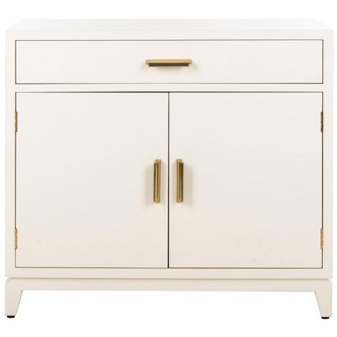 Nigel 2 Door 1 Drawer Chest - White/brass - Safavieh. : Target