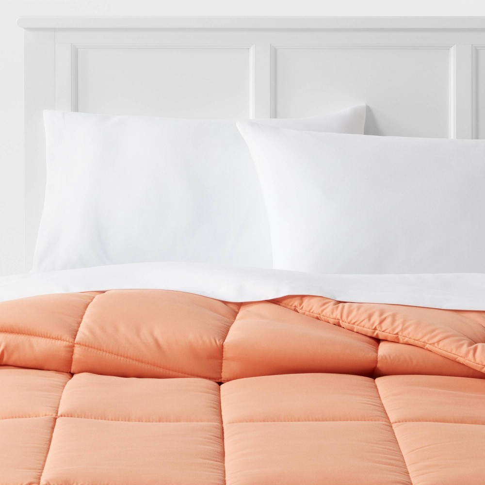 Twin/Twin Extra Long Down Alternative Washed Microfiber Comforter Light Orange - Room Essentials