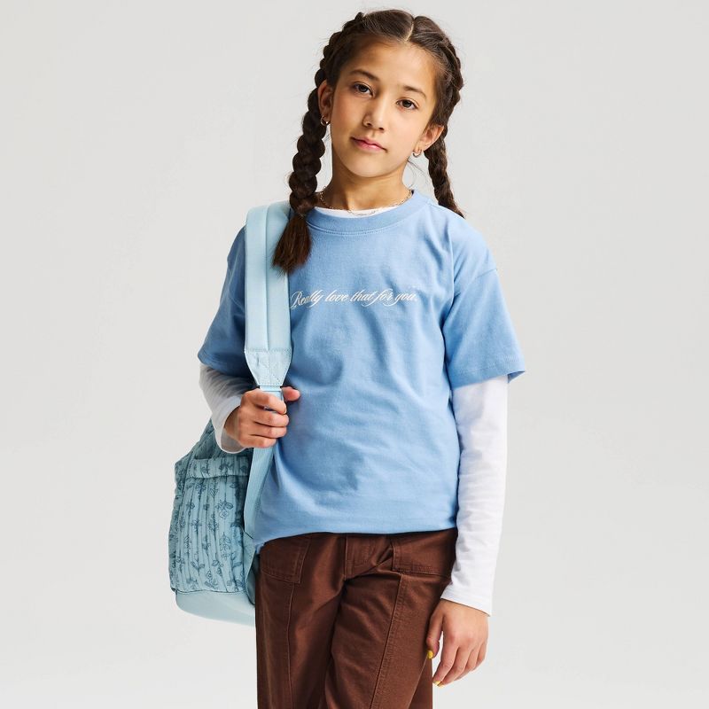 Girls' Short Sleeve 100% Cotton 'Love That' Oversized Graphic T-Shirt - Cat & Jack™ Blue XS
