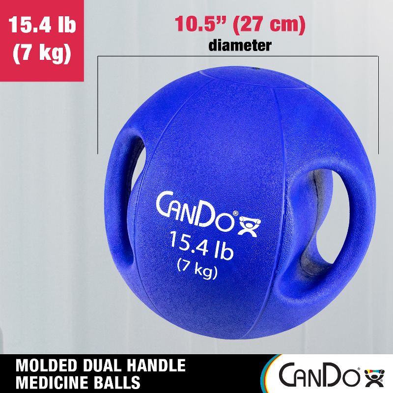 CanDo Molded Dual-Handle Medicine Ball for Strength Training, Core Workouts, Warmups, Cardio, and Plyometrics with Handles for Home and Clinic Use, 2 of 7