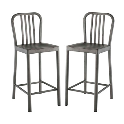 Set of 2 Clink Counter Height Barstool Silver - Modway