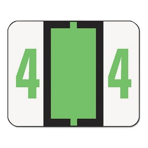 Smead Single Digit End Tab Labels Number 4 Light Green 500/Roll 67374 - 1 of 3