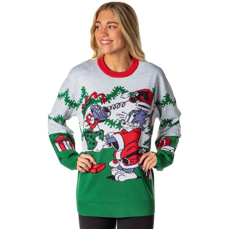 Tom And Jerry Men's Surprise Christmas Present Ugly Sweater Knit Pullover, 4 of 8