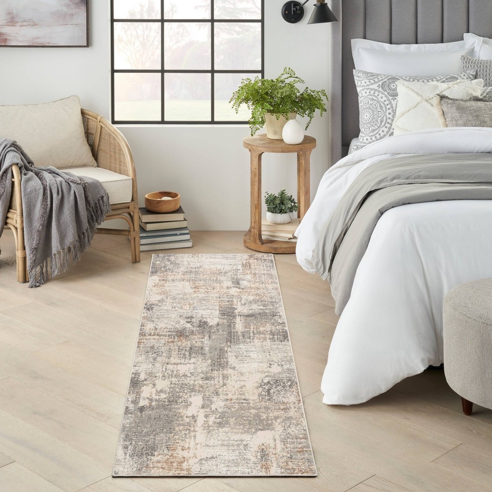 Photos - Doormat Nourison 2'2"x7'6" Modern Abstract Sustainable Woven Runner Rug with Lines 