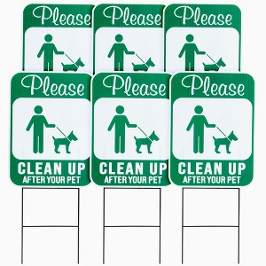 Stockroom Plus 6-Pack of Dog Poop Signs for Yard with H-Stakes for Front Lawn, Double-Sided Weather Resistant 12x9 Pick Up After Your Pet Sign - 1 of 4
