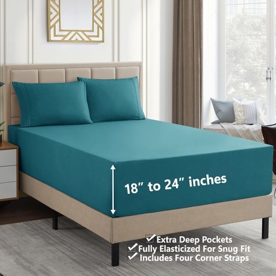 Queen Teal Extra Deep Pocket Microfiber Sheet Set
