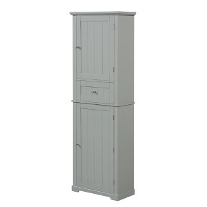 Vynxaria Gray Bathroom Storage Cabinet with Drawer and Adjustable Shelf - 1 of 4