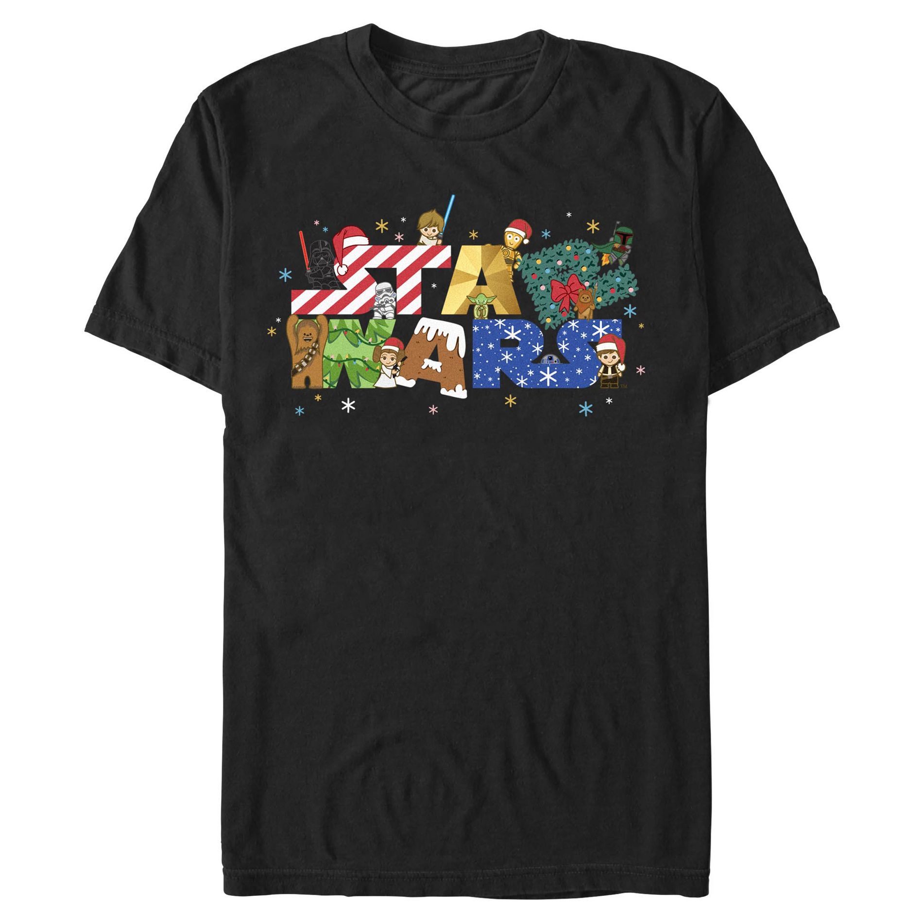 Star Wars: A New Hope Mens Christmas Chibi Christmas Logo Short Sleeve T-Shirt