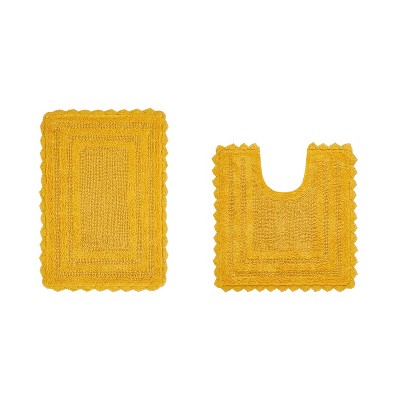 Lilly Crochet Collection 100% Cotton Tufted Reversible 2-Piece Bath Rug Set – Super Absorbent, Machine Washable Bathroom Mats with Crochet Pattern