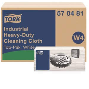 Tork Industrial Heavy-Duty Cleaning Cloth, 1-Ply, 13.97 x, 4.25, Unscented, White, 60 Cloths, 4/Carton - 1 of 4