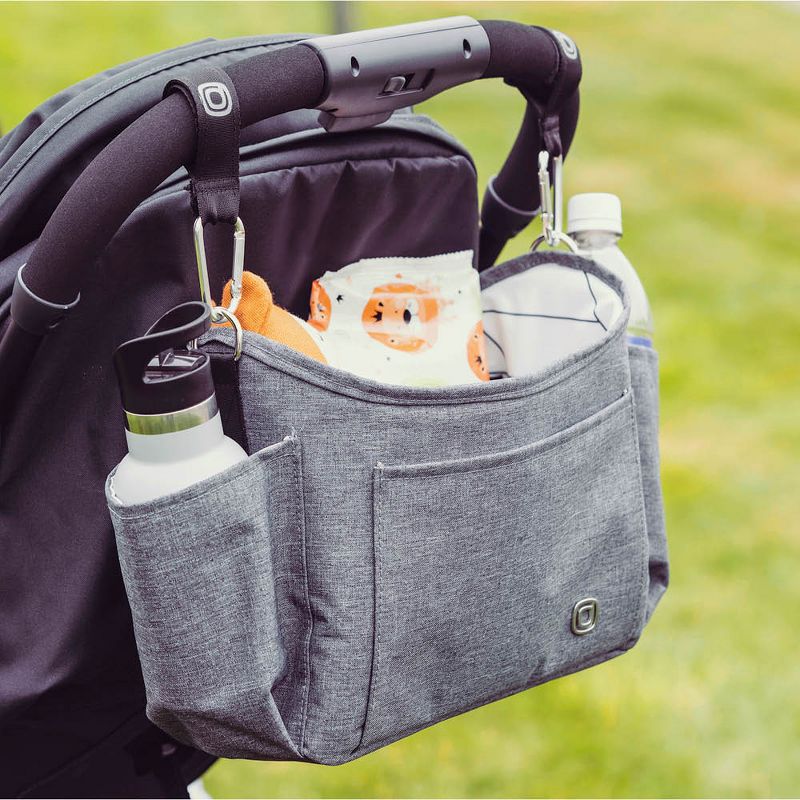 Diono Buggy Buddy XL Universal Stroller Organizer, Cup Holders, Secure Attachment, Zip Pockets, Gray, 5 of 6