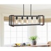 Dewdrop 34.53'' Industrial Style Kitchen Island Light 5 Light Rectangular Linear Chandelier Clear Glass Black Frame ETL For Dining Table Lighting - 2 of 4