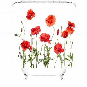 Poppy Flower Shower Curtains for Bathroom Waterproof Fabric Bath Curtain Durable Soft Stylish Bathroom Decor 72x72 Inch - 1 of 1