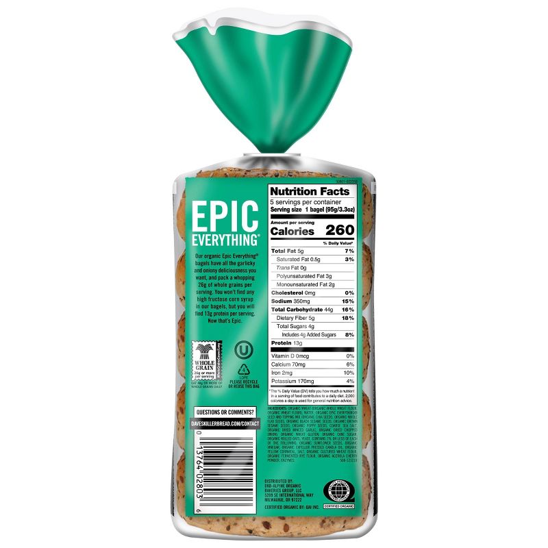 Dave's Killer Bread Epic Everything Organic Bagels - 16.75oz, 5 of 14
