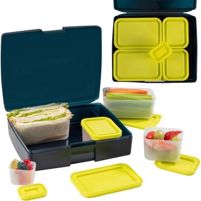 Bentology Bento Lunch Box w 5 Removable Containers– Includes Measurements for Portion Control– On-the-Go Meal and Snack Packing (Translucent Midnight)