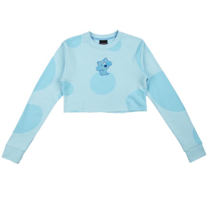 Blues Clues Embroidered Character Art Long Sleeve Blue Adult Crop Top, 1 of 5