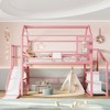 KWPZQEB Twin/Full Size Loft Bed, Metal Bed Frame with Slide & Stairs, Kid Playhouse with Storage Shelves & House-shaped Roof, Noise-free Design - 2 of 4