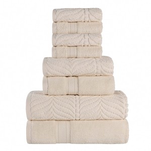 Chevron Zero Twist Cotton Solid and Jacquard Hand Towel Set of 6 by Blue Nile Mills - 1 of 4