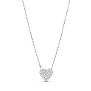 SHYMI Mini Pavé Heart Necklace — .925 Sterling Silver, 14k Gold-Plated - Rhodium Plated, Cubic Zirconia Pavé Detailing, Adjustable Chain - 1 of 1
