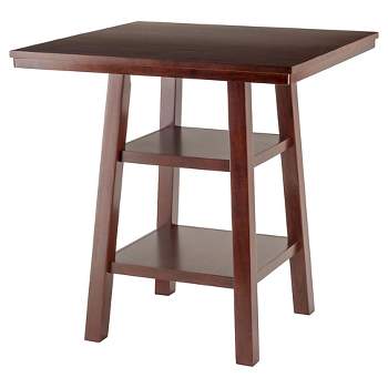 Orlando Square High Table with 2 Shelves Wood/Walnut - Winsome