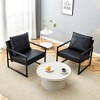 Vynxaria Set of 1 Classic Black PU Leather and Metal Frame Sofa -Ergonomically designed, 27*29.7*29.6 inches. - 3 of 4